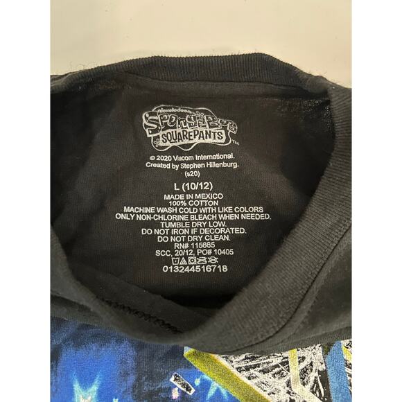 NICKELODEON Sponge Bob Squarepants Graphic Tee NEW Black SS Cotton Size Youth L - Picture 4 of 4